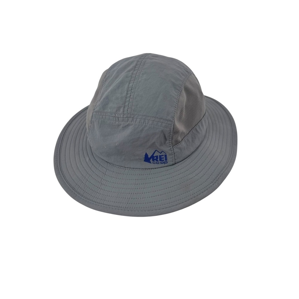 REI Co-op Kids Grey Sun Hat Wide Brim Mesh Hiking Camping Hat Size 4Y-7Y